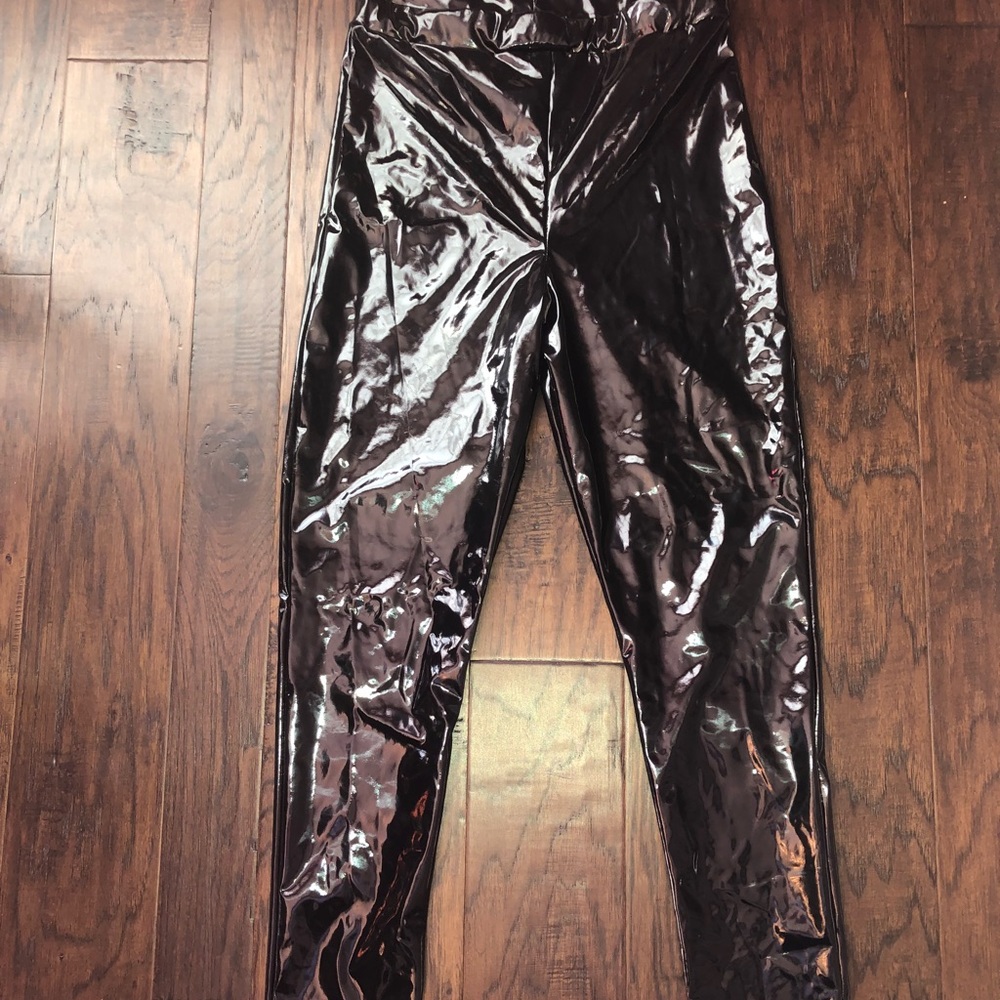 Black latex leggings